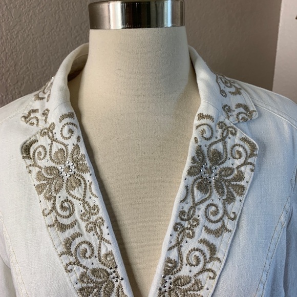 INC 100% Linen Embroidered Blazer Size PS - Picture 6 of 11